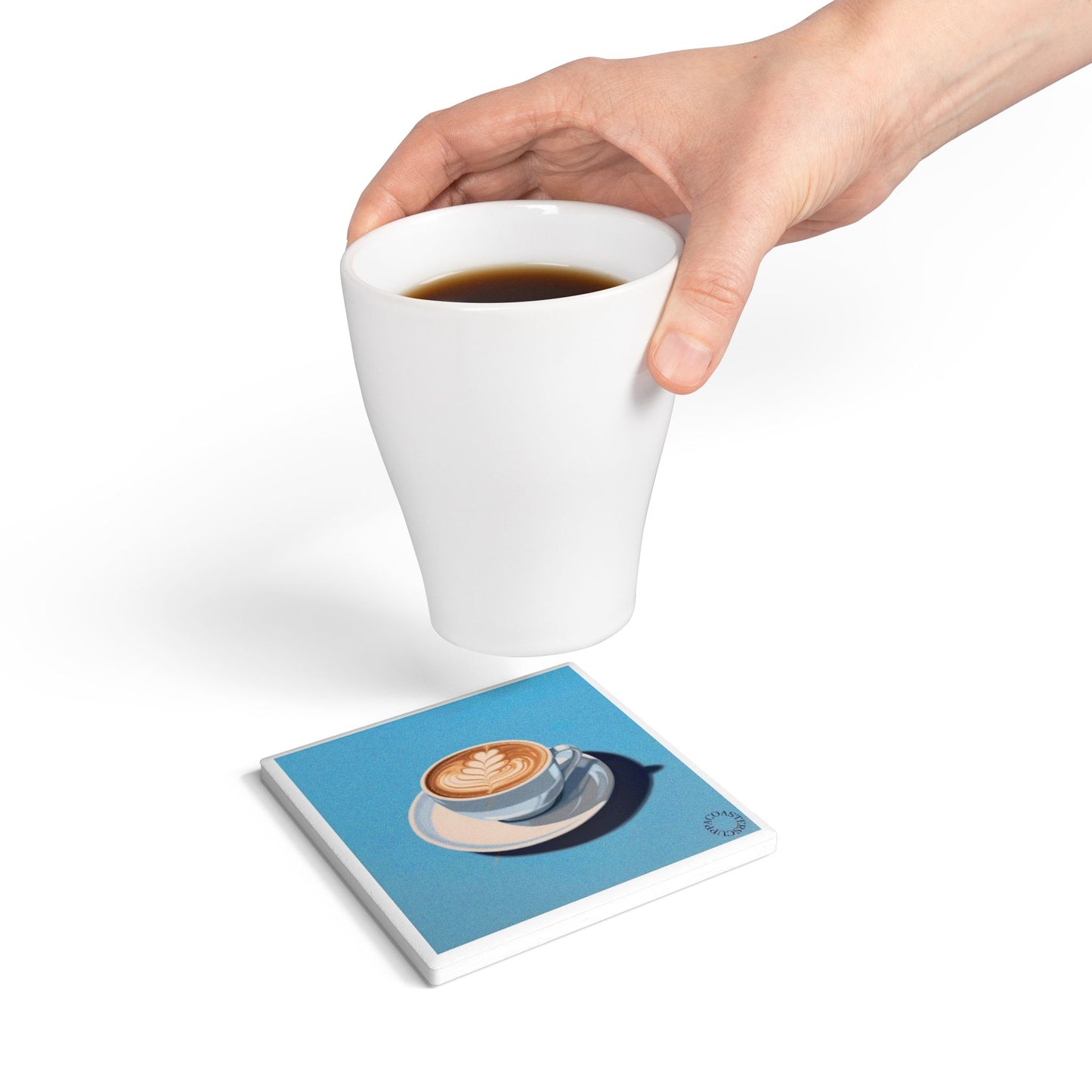 ☕ “Latte Art” Ceramic Coaster – Barista Style for Your Table