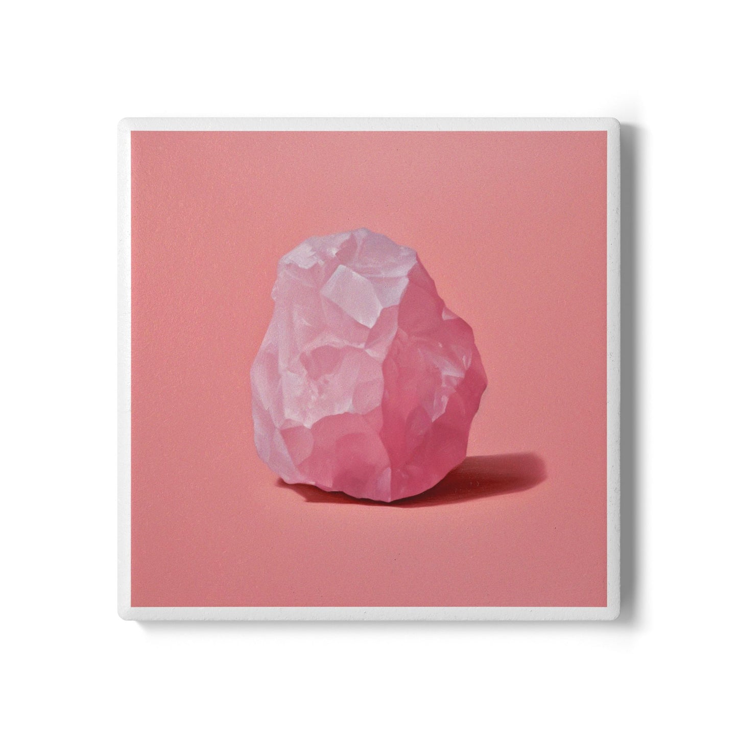 Rose Quartz Ceramic Drinks Coaster – The Stone of Love for Your Coffee Table