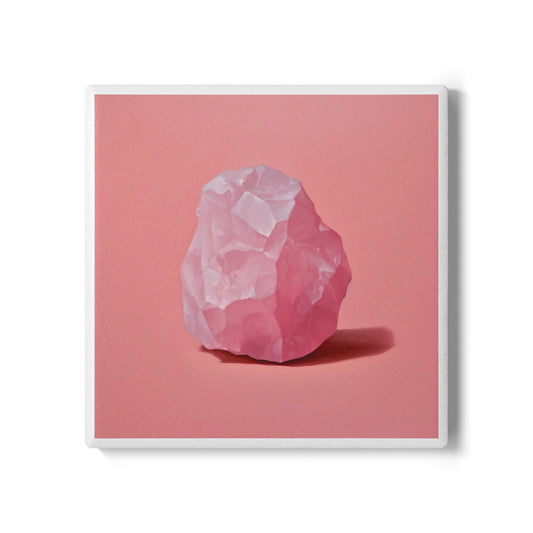 Rose Quartz Ceramic Drinks Coaster – The Stone of Love for Your Coffee Table