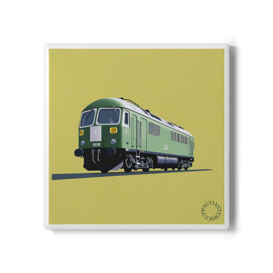🚆 The “Green Express” Ceramic Coaster – Classic Power in Motion