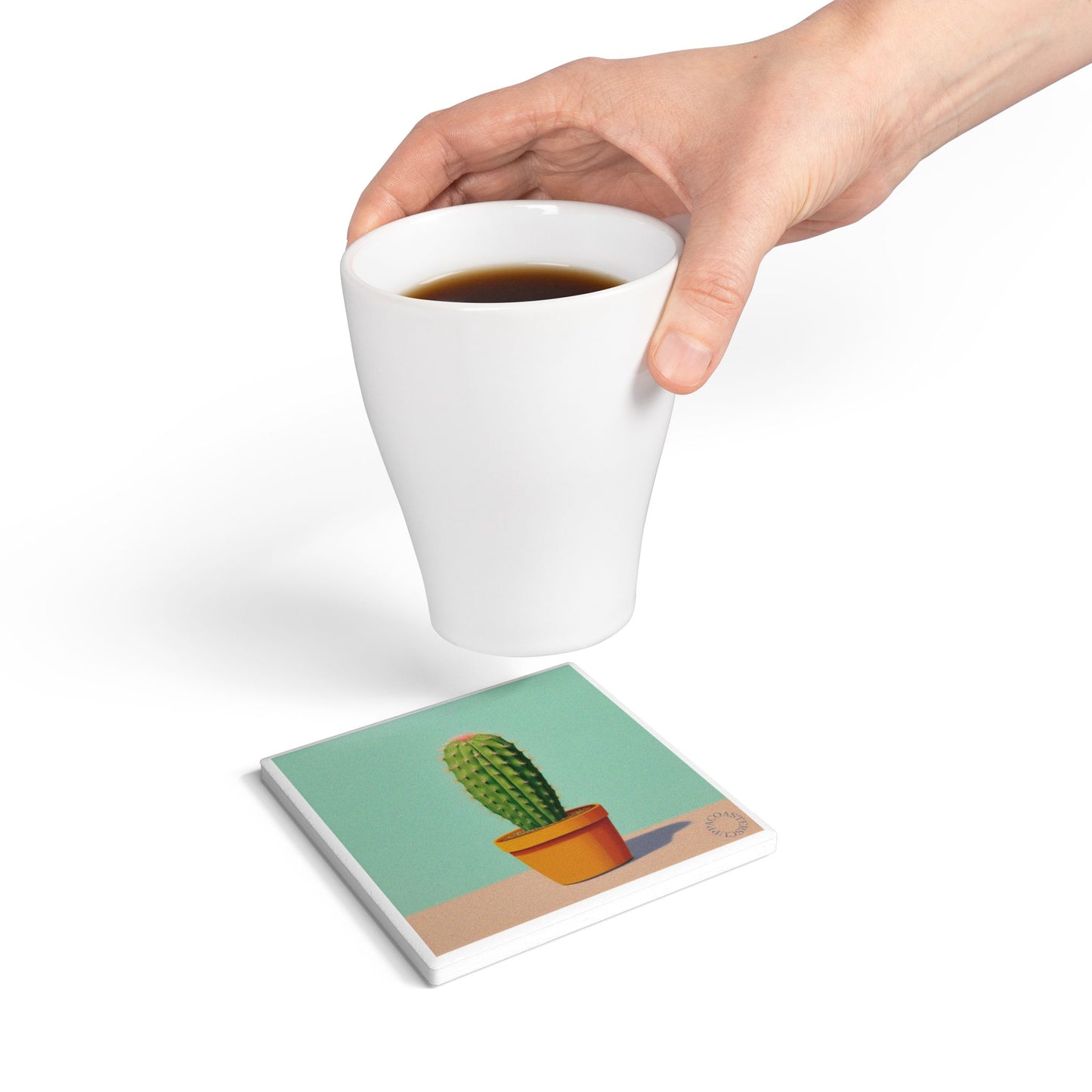 🌵 Cactus Ceramic Coaster – Desert Minimalist Edition
