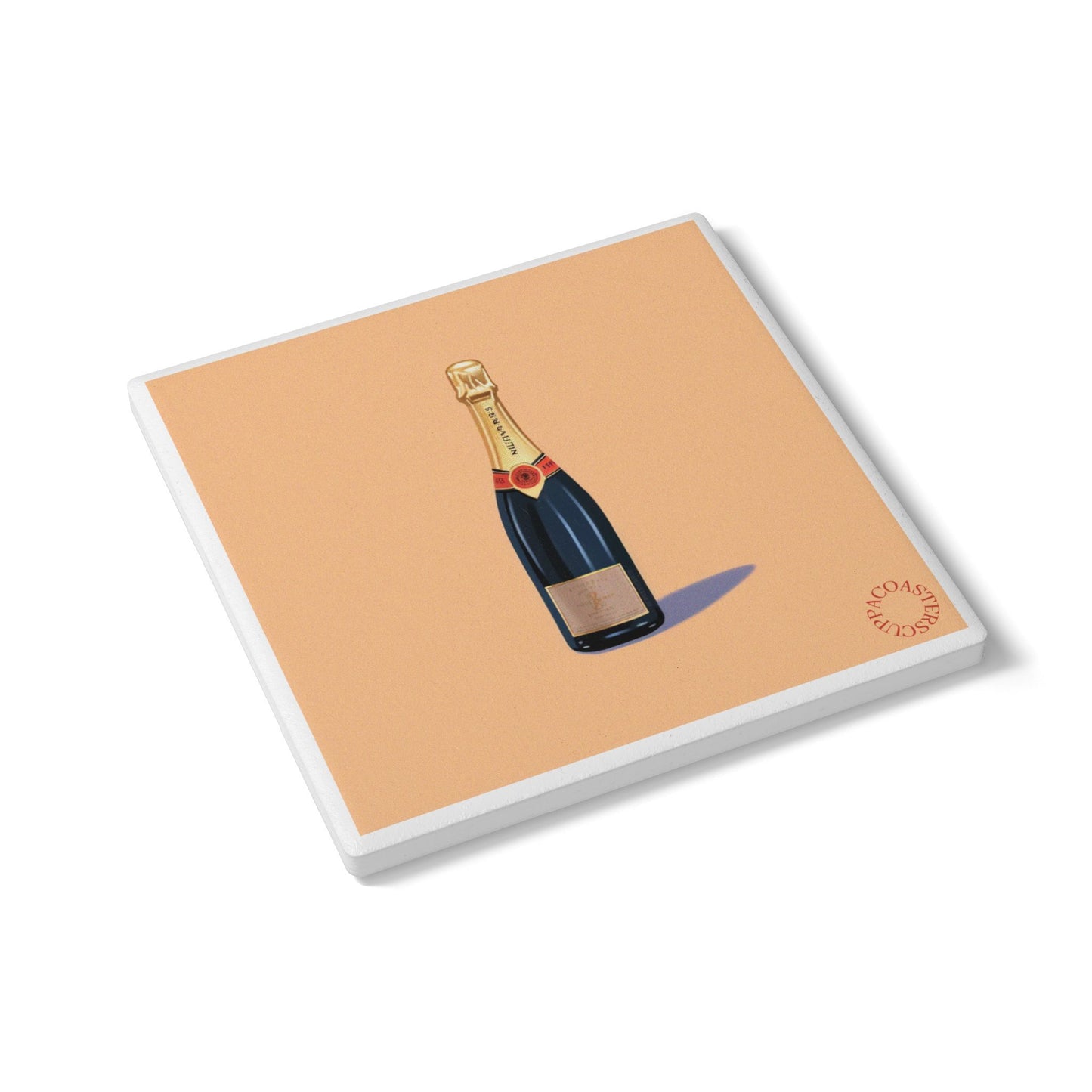 🍾 Pop the Bubbly Ceramic Coaster – Champagne Celebration Art