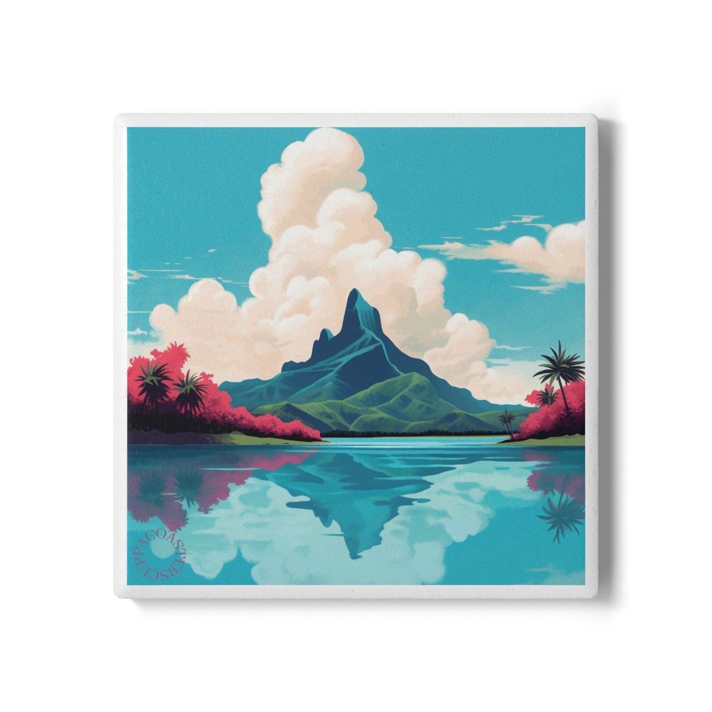 🏝️ The Island Mirage Ceramic Coaster – Tropical Calm & Colour