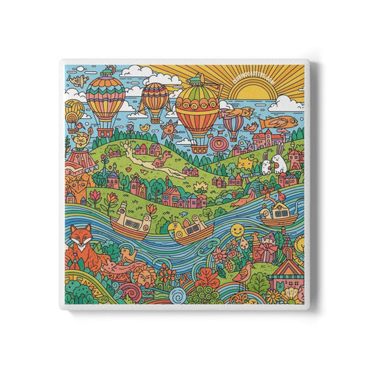 Whimsy Heights Ceramic Coaster – A World of Wonder in Every Sip 🎨🎈
