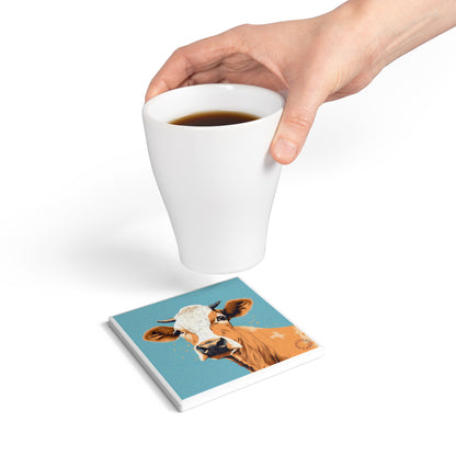 🐄 Cow Ceramic Coaster – Country Charm