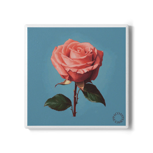 🌹 “Rose Revival” Ceramic Coaster – Classic Beauty, Modern Bloom