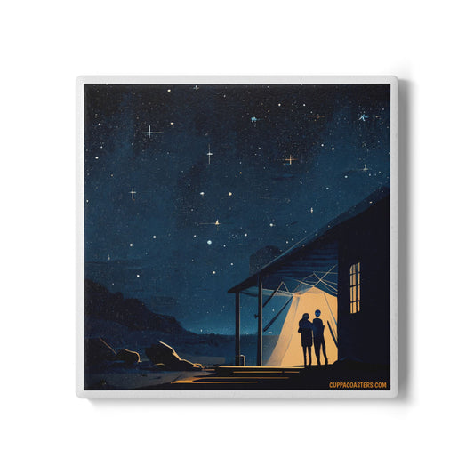 Starlit Porch Ceramic Coaster – Where Stories Begin 🌌🏡