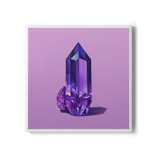 Amethyst Ceramic Drinks Coaster – Gemstone Home Décor