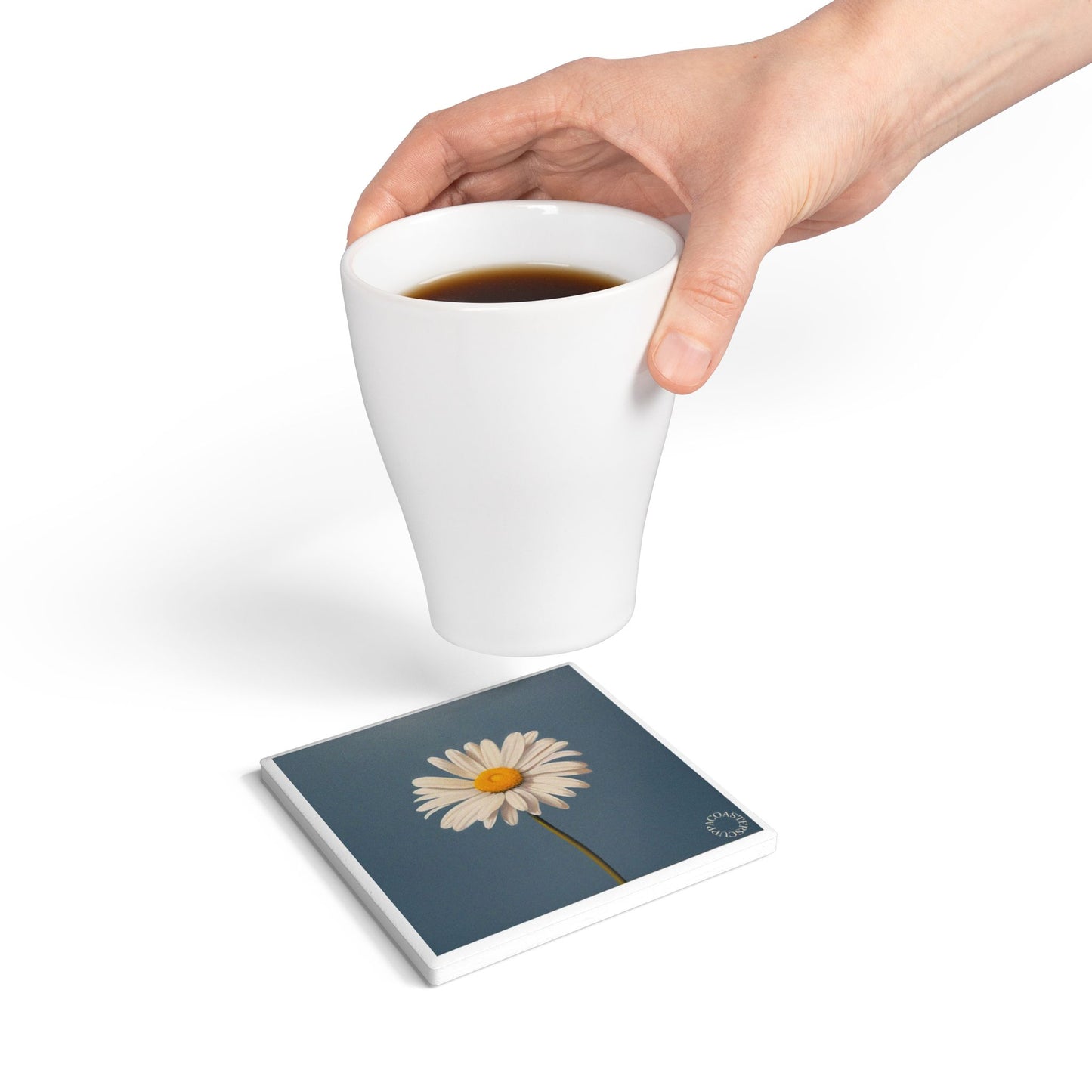 🌼 Daisy Ceramic Coaster – Pure & Simple