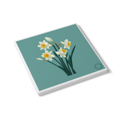 🌼 Spring Daffodils Ceramic Coaster – Bloom & Renewal