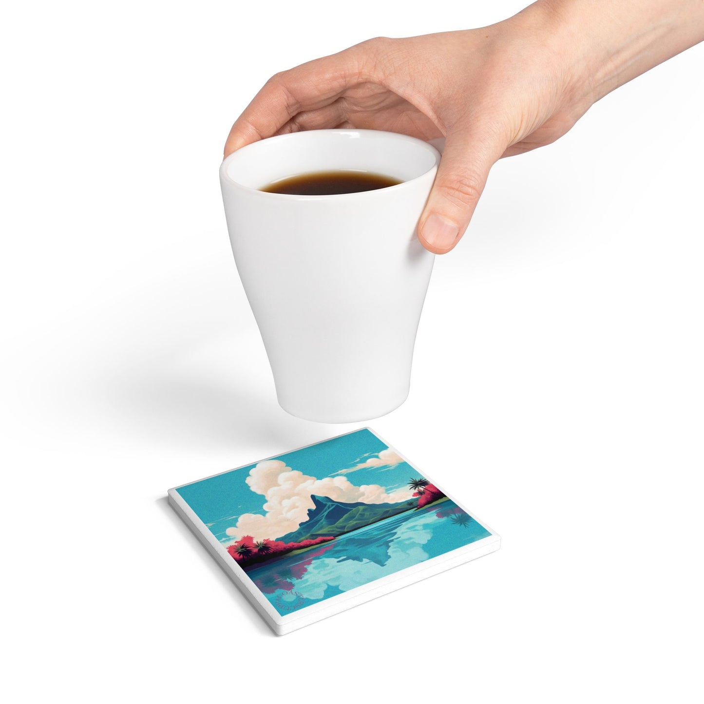 🏝️ The Island Mirage Ceramic Coaster – Tropical Calm & Colour