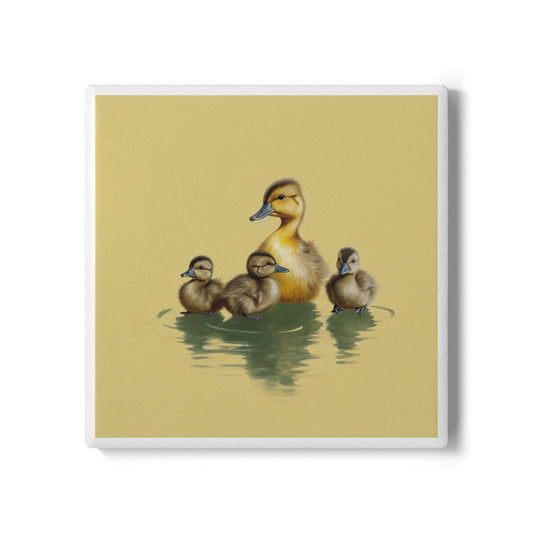 Ducklings Ceramic Drinks Coaster – Charming Nature Wildlife Art