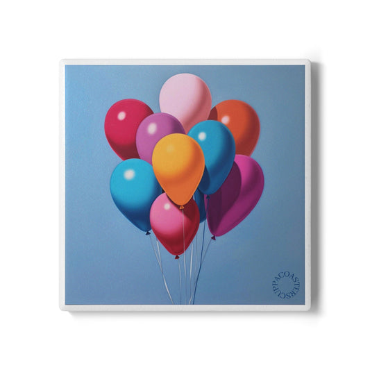 🎈 Up & Away – Balloon Design Ceramic Coaster