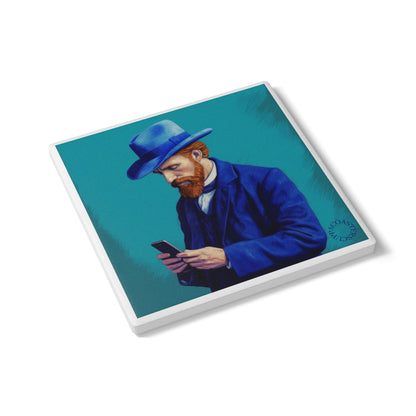 🎨 Van Gogh Missed Call Ceramic Coaster