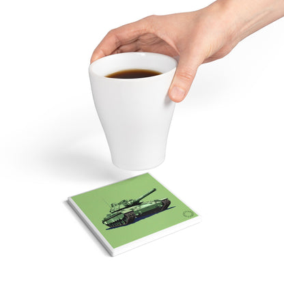 🪖 “Green Machine” Ceramic Coaster – Vintage Armour Series