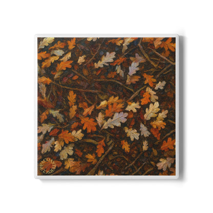 Deep Forest Leaves Ceramic Coaster – Rich Autumn Layers 🍂✨