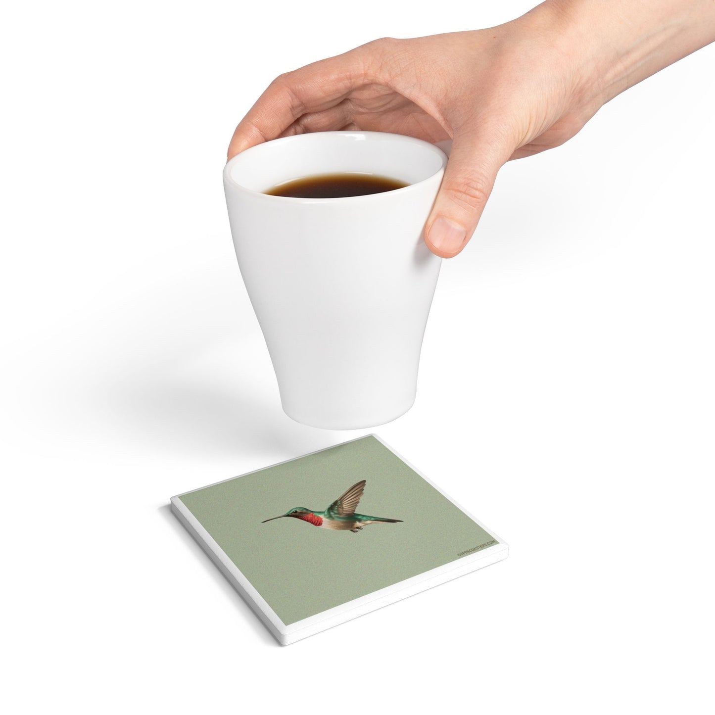 Hummingbird Grace Ceramic Coaster – Nature’s Dancer Edition 🌸🕊️