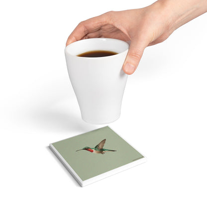 Hummingbird Grace Ceramic Coaster – Nature’s Dancer Edition 🌸🕊️