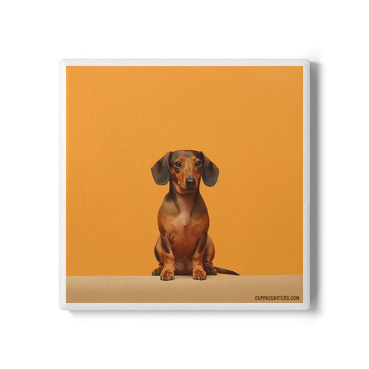 Dachshund Dash Ceramic Coaster – Long Dog, Big Personality 🐾🧡