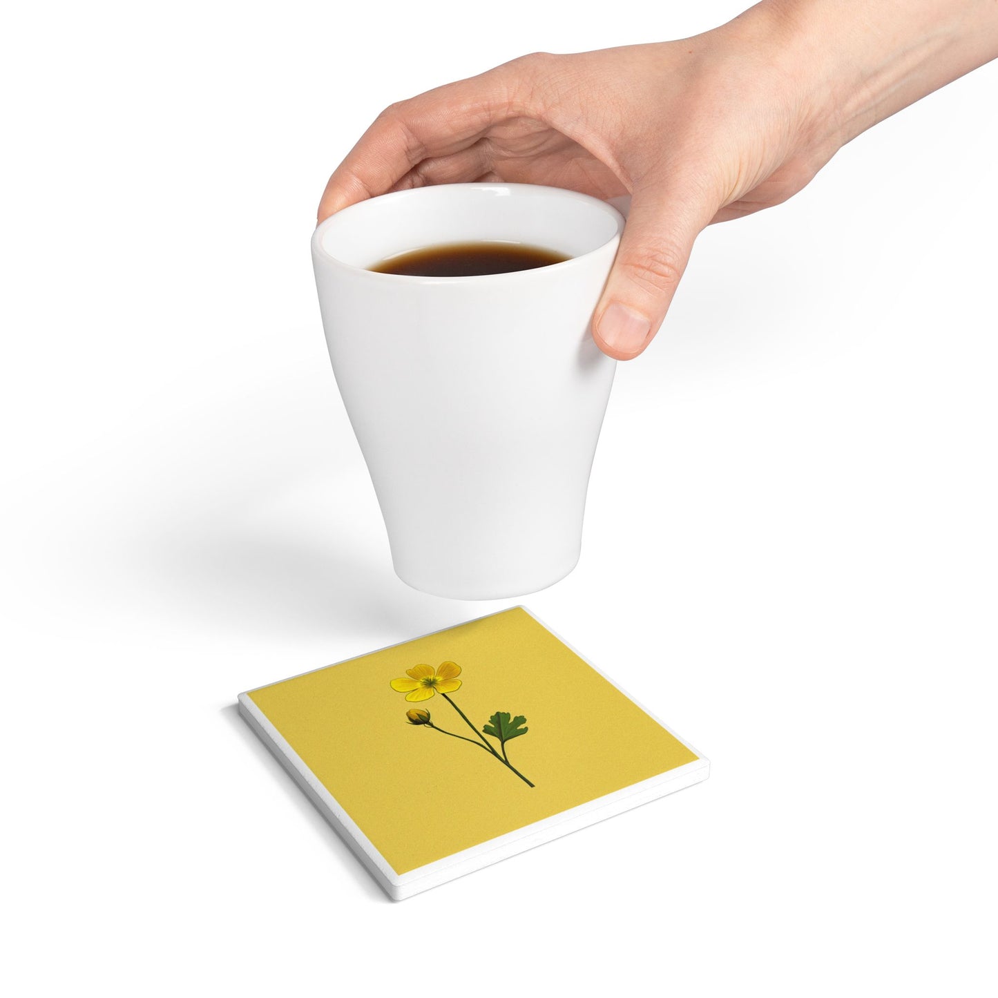 Build Me Up Buttercup Ceramic Drinks Coaster – Floral Art Décor