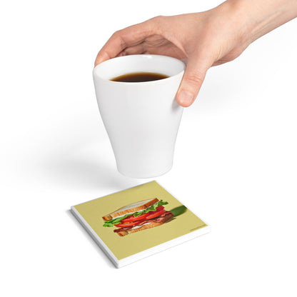 BLT Sandwich Ceramic Coaster – Bite Me Edition 🥓🍅💛