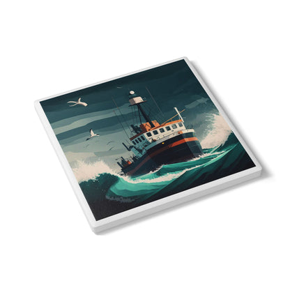 North Sea Ceramic Coaster – Nautical Seascape Gift