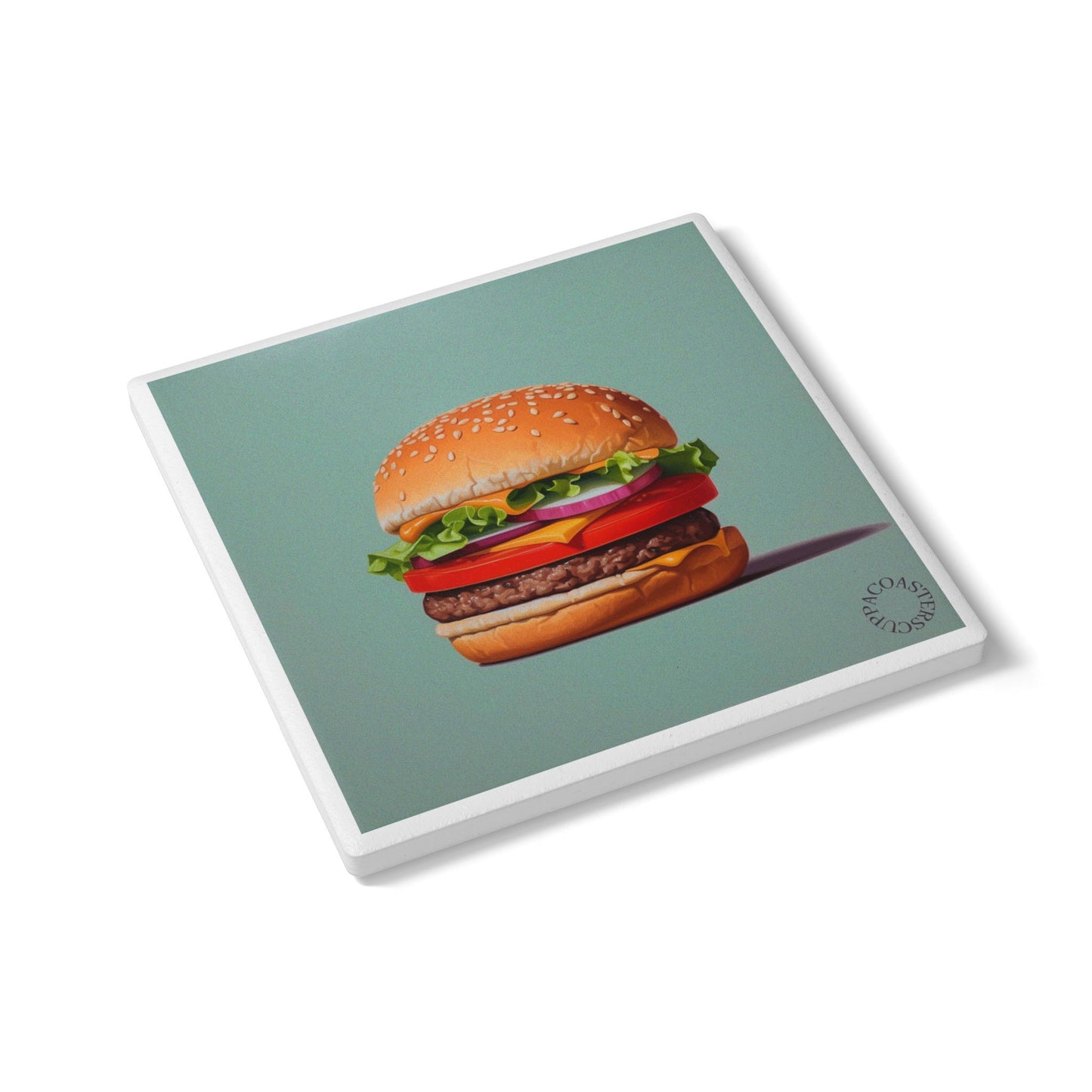 🍔 Burger Bliss Ceramic Coaster – Served Fresh with Style 😋