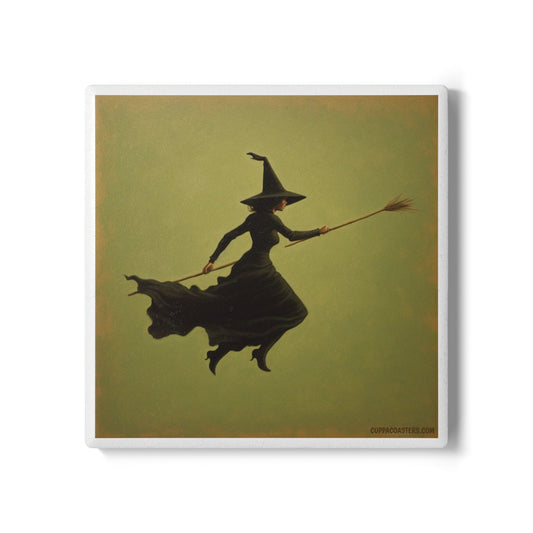Witching Hour Ceramic Drinks Coaster – Spell Binding with Every Sip 🧹