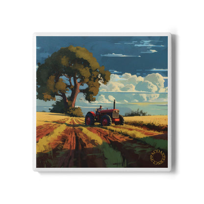 🚜 Golden Fields Ceramic Coaster – Country Calm in Every Sip 🌾