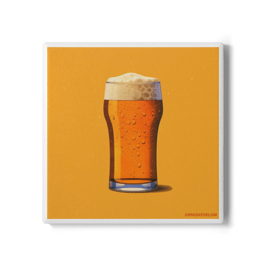 Cheers & Beers Ceramic Coaster – Golden Hour Edition 🍺☀️