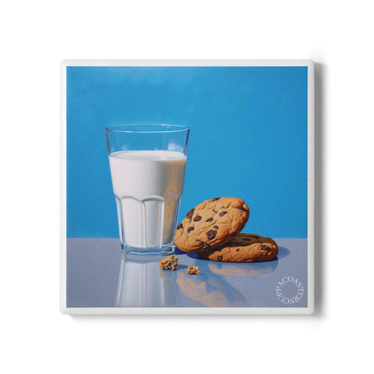 🥛 Milk & Cookies Ceramic Coaster – Sweet Simplicity