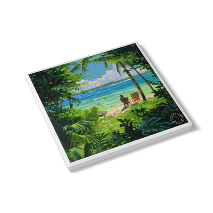 🏝️ The “Island Escape” Ceramic Coaster – Serenity in Every Sip