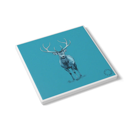 🦌 “Winter Stag” Ceramic Coaster – Calm, Striking, Seasonal Elegance