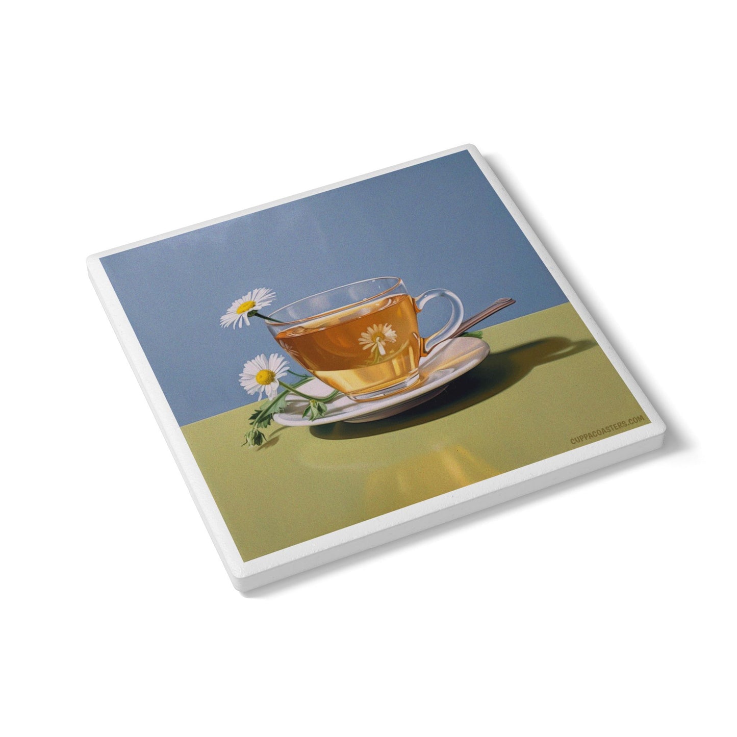 Chamomile Calm Ceramic Coaster – Tea & Tranquility Edition 🍵🌼