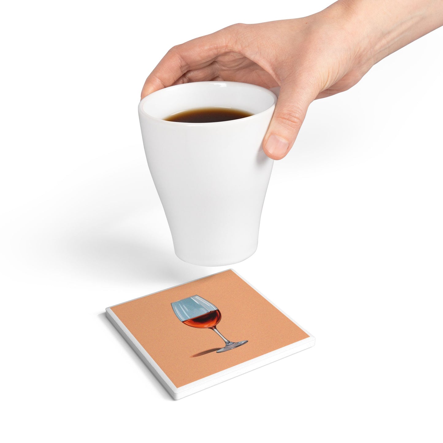 Sip Happens Ceramic Coaster – Cork, Cabernet, and Class 🍷🪵