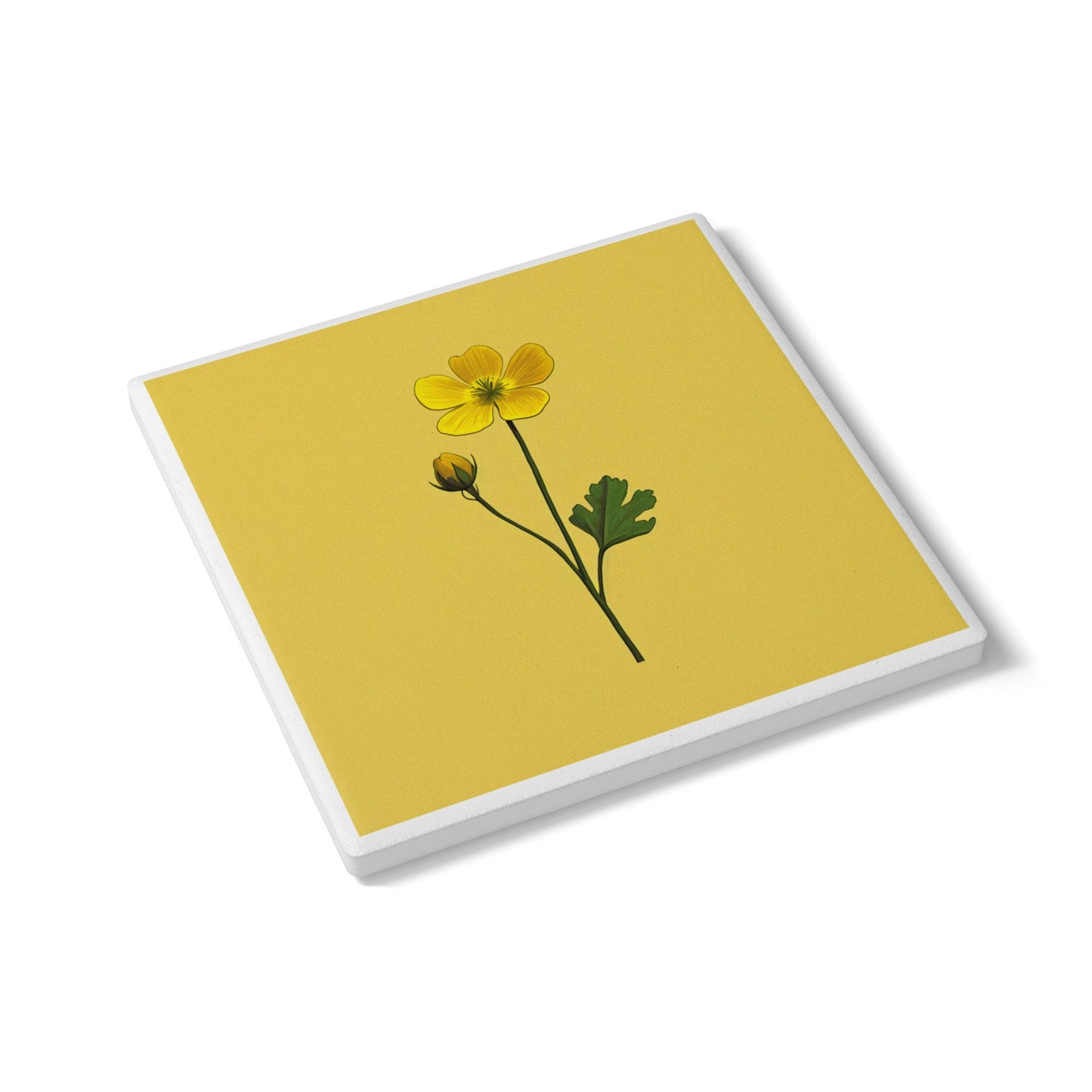 Build Me Up Buttercup Ceramic Drinks Coaster – Floral Art Décor