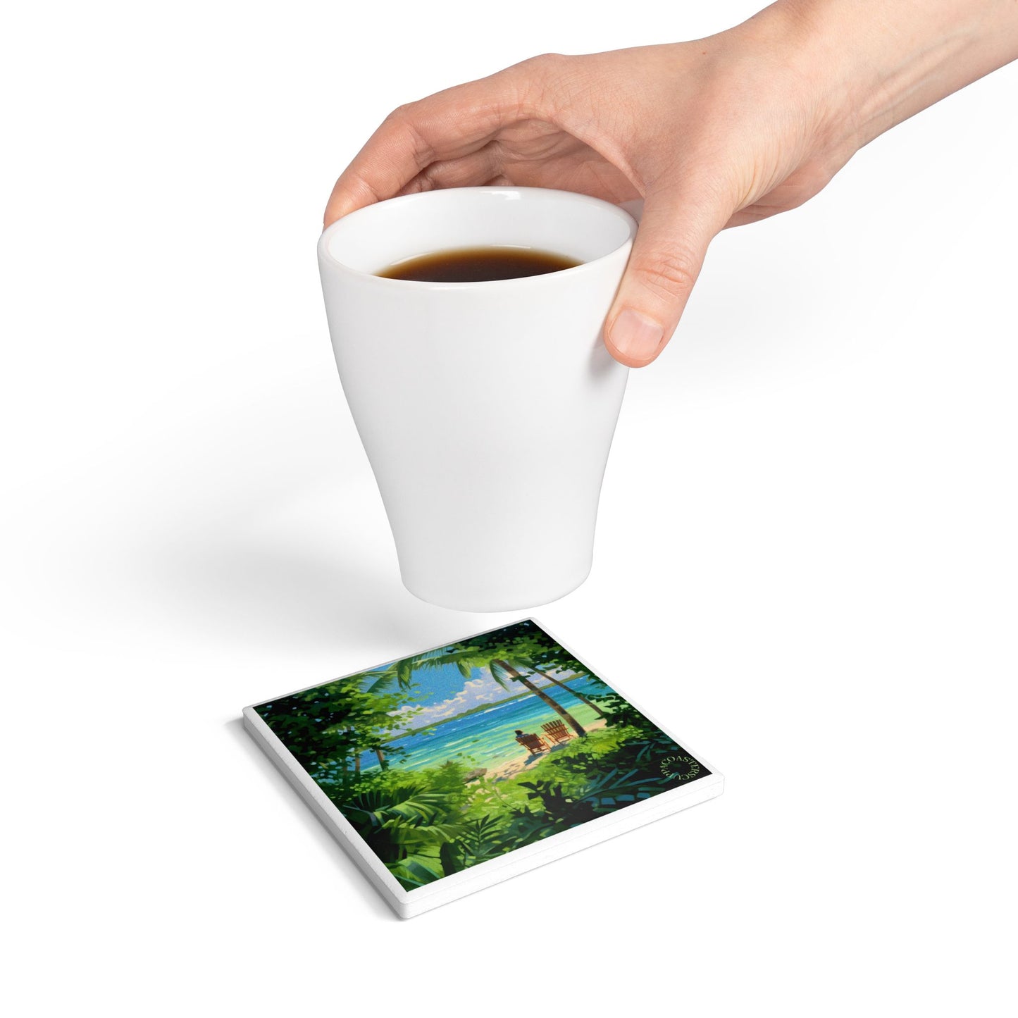 🏝️ The “Island Escape” Ceramic Coaster – Serenity in Every Sip