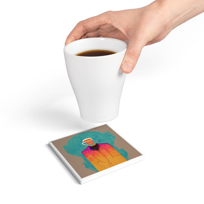Coffee Portrait Ceramic Coaster – Art Lover Gift