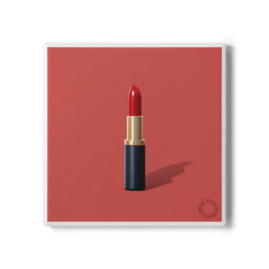 💄 Red Lipstick Ceramic Coaster – Bold Touch