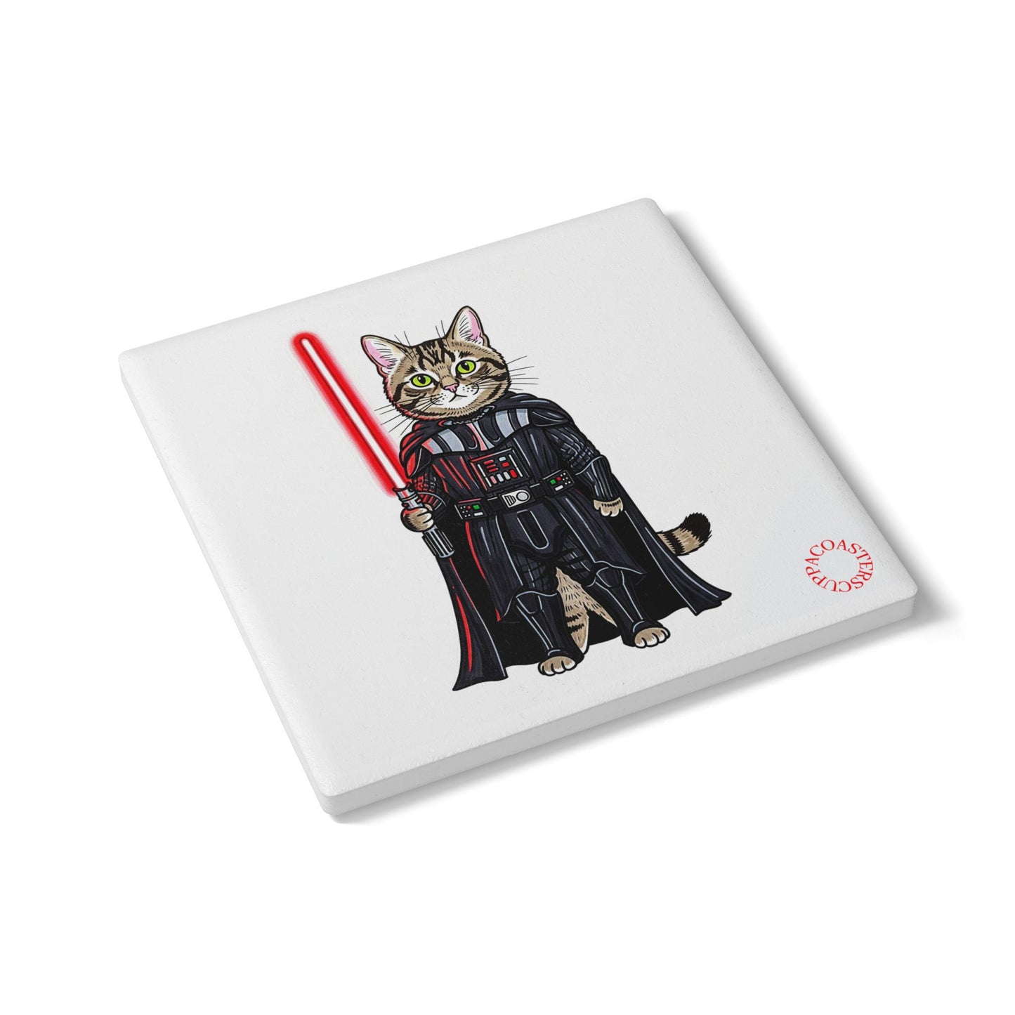 😼 Cat Vader Ceramic Coaster – Galactic Feline Force Edition