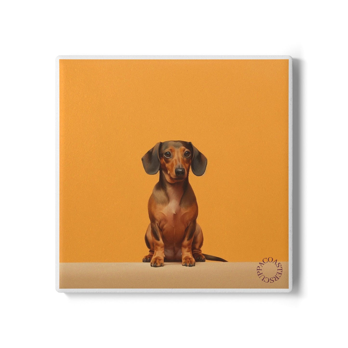 🐾 Dachshund Ceramic Coaster – Little Legend