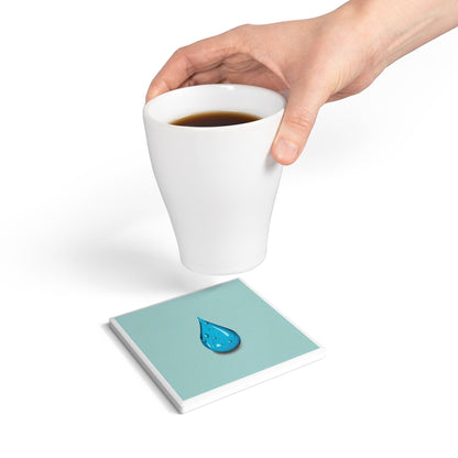 Droplet Ceramic Coaster – Minimalist Water Drop Gift