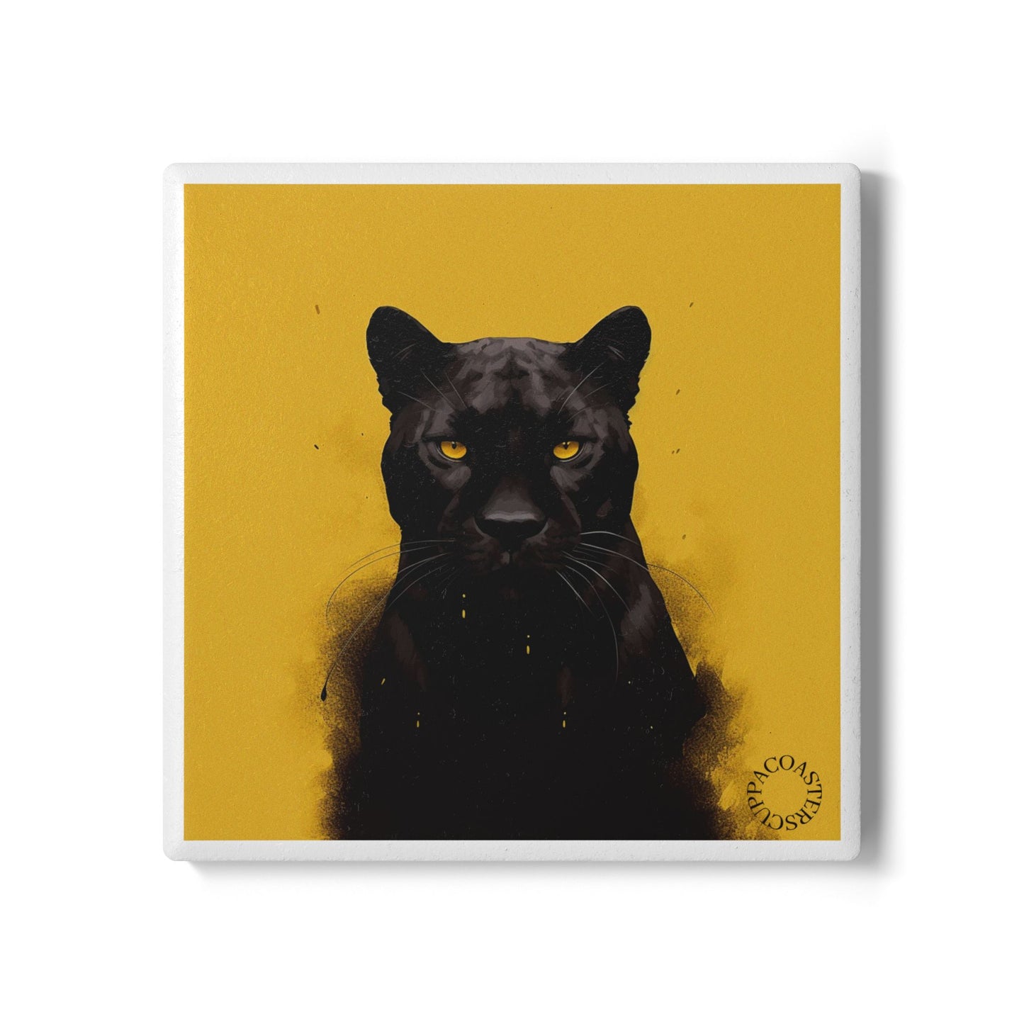 🐆 The Black Panther Ceramic Coaster – Power & Mystery