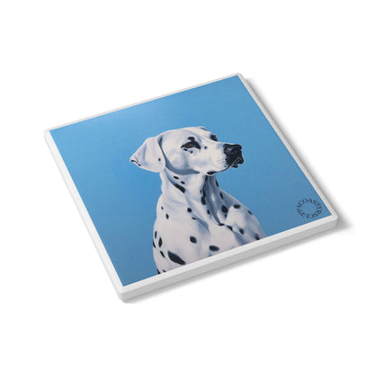 🐾 Dalmatian Ceramic Coaster – Spotted Style