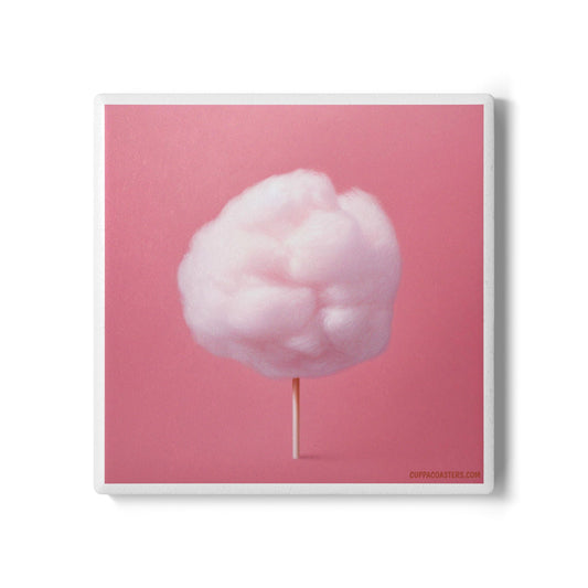 Candy Floss Ceramic Coaster – Sweeten Your Sip 🍭💖