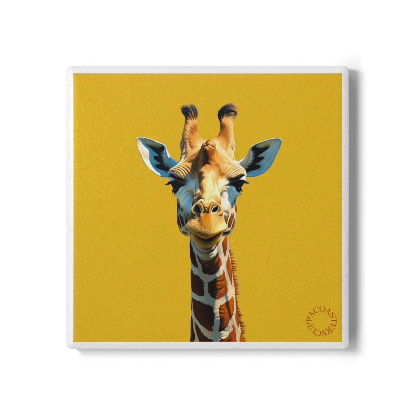 🦒 Golden Giraffe Ceramic Coaster – Tall, Bright & Full of Charm