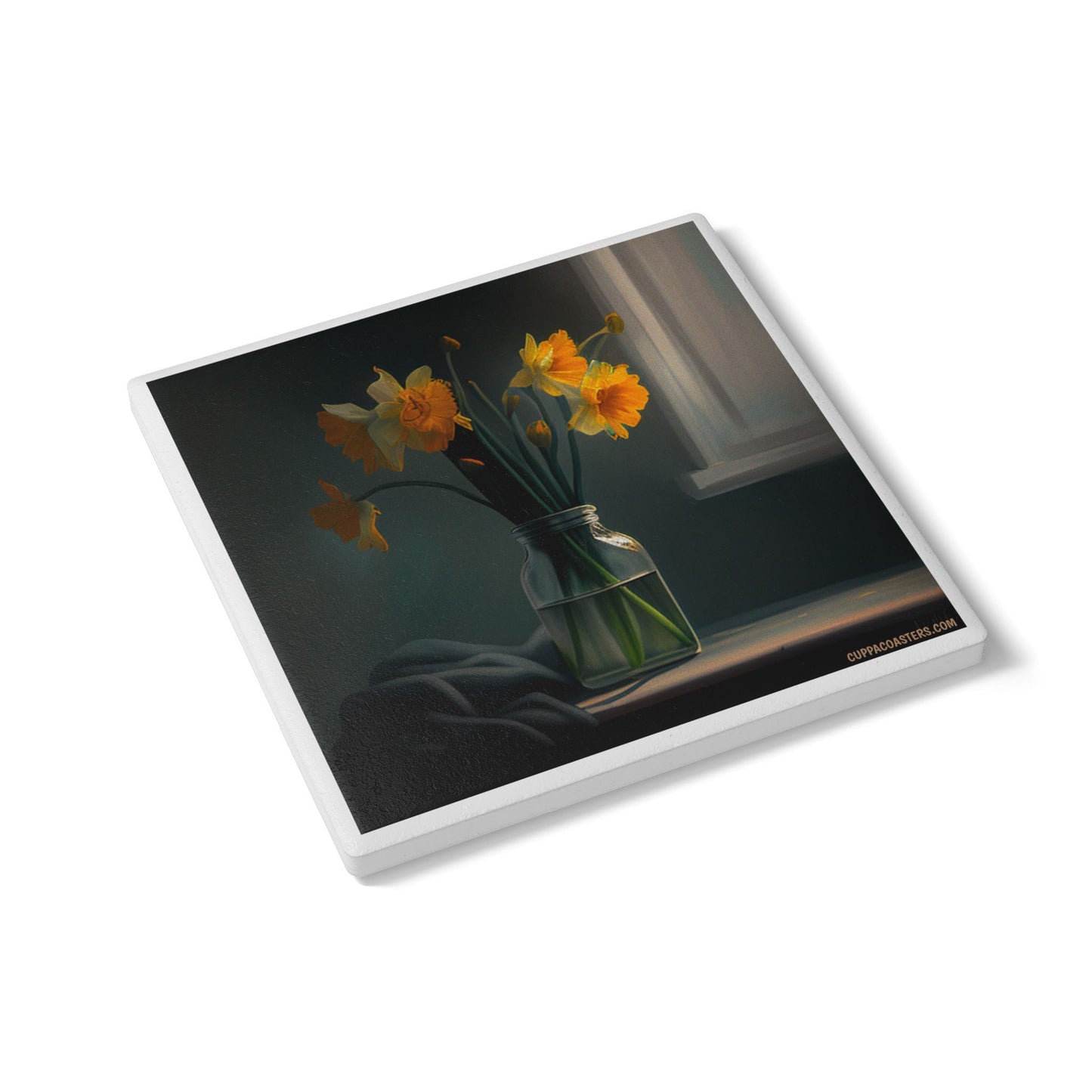 Yellow Bloom Ceramic Coaster – Fresh Vase Edition 🌼🪴
