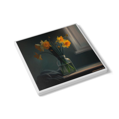 Yellow Bloom Ceramic Coaster – Fresh Vase Edition 🌼🪴