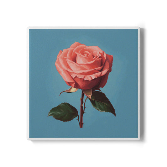 Rose Ceramic Coaster – Elegant Floral Gift