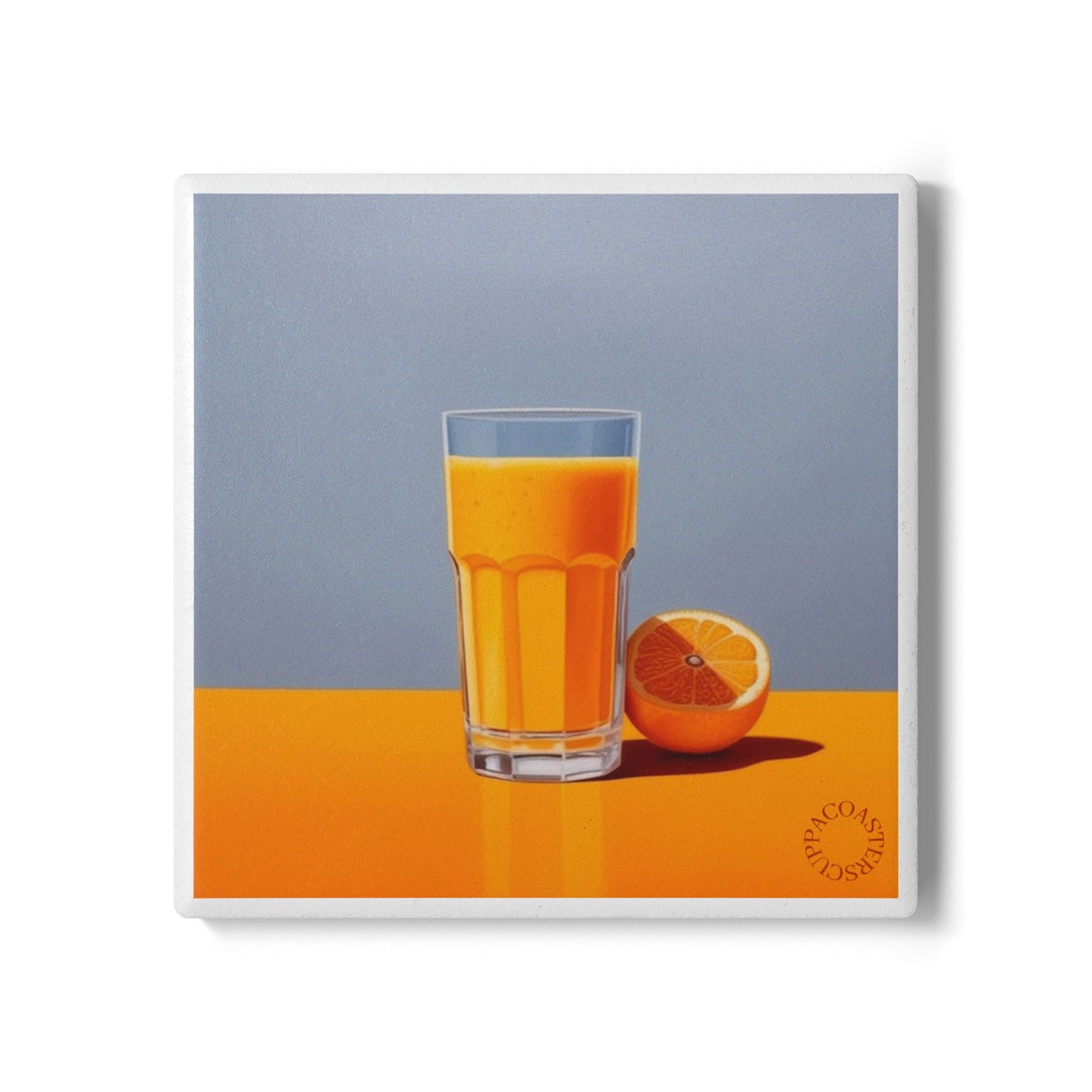 🍊 “Morning Squeeze” Ceramic Coaster – Fresh Starts, Bold Colour